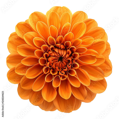 Bright orange flower in full bloom isolated on transparent background 