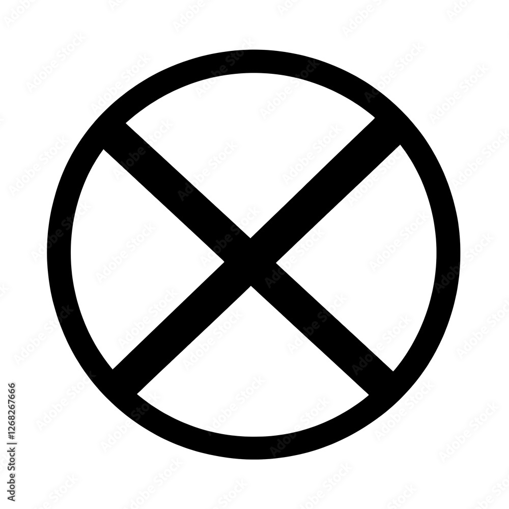 Black circle with bold X shape inside
