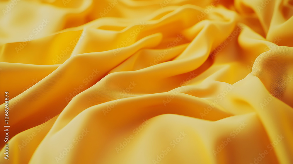 Yellow fabric texture, soft folds, close-up, background blur, design Yellow fabric texture, soft folds, close-up, background blur, design
