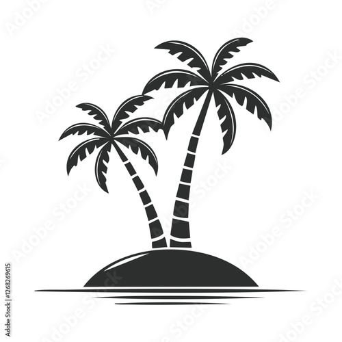 Palm tree island icon isolated on a white background