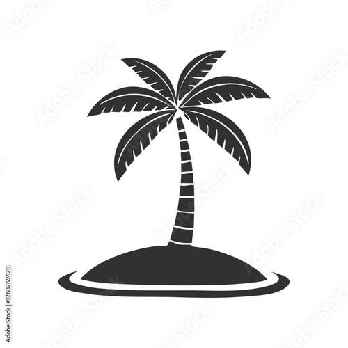 Palm tree island icon isolated on a white background