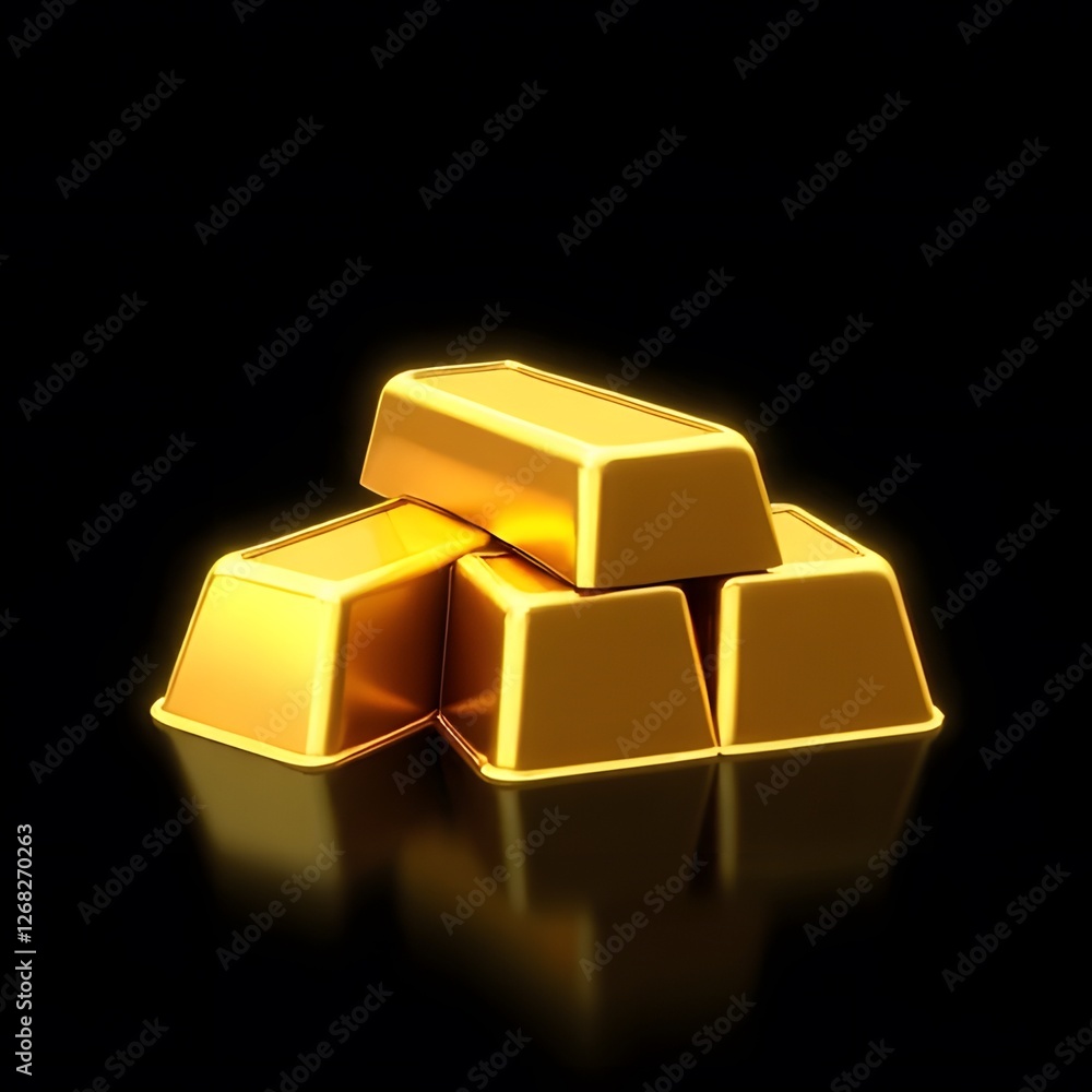 Obraz premium A stack of shiny gold bars on a black background representing wealth, success, and investment