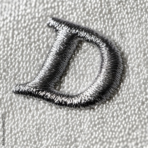 A close-up perfectly centered front-facing embroider A,B,C,D
