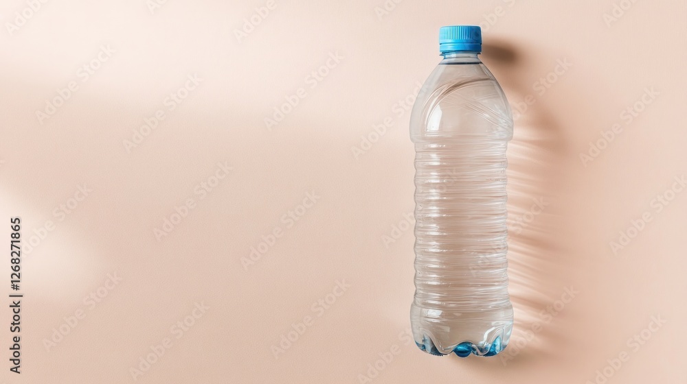 Plastic bottle of water on beige background. Plastic bottle of water on beige background.