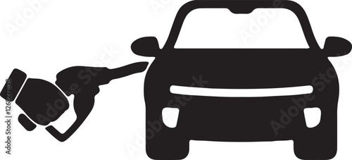 Illustration of a car refueling at a gas station