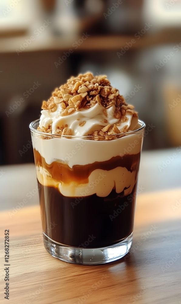 Granola, cream, cappuccino, coffee, generation AI Granola, cream, cappuccino, coffee, generation AI