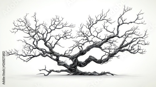 Wallpaper Mural Twisted bare tree winter isolated white background, nature design Torontodigital.ca
