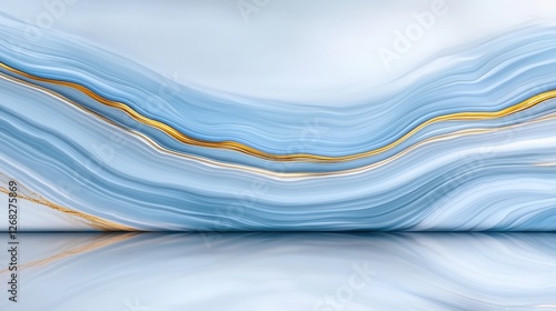 Abstract Blue And Gold Marble Swirl Design