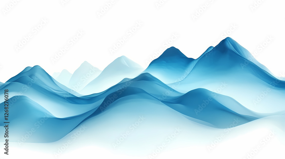 Abstract blue mountains with mist on a white isolated background. Silken Mist Spirits. Illustration Abstract blue mountains with mist on a white isolated background. Silken Mist Spirits. Illustration