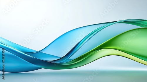 Abstract Blue Green Waves Flowing Design