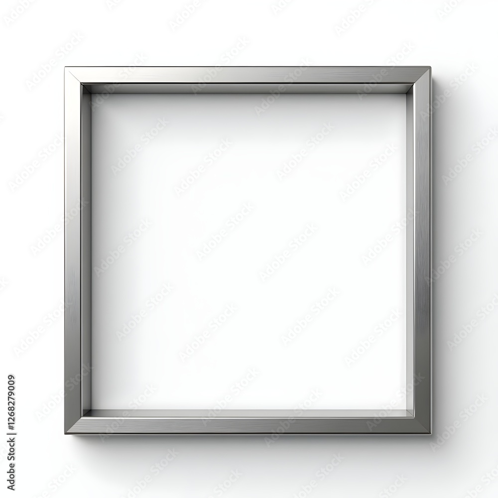 silver metallic frame with copy-space, isolated on white, background silver metallic frame with copy-space, isolated on white, background