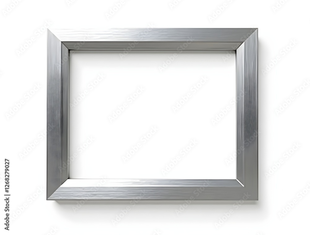 silver metallic frame with copy-space, isolated on white, background silver metallic frame with copy-space, isolated on white, background