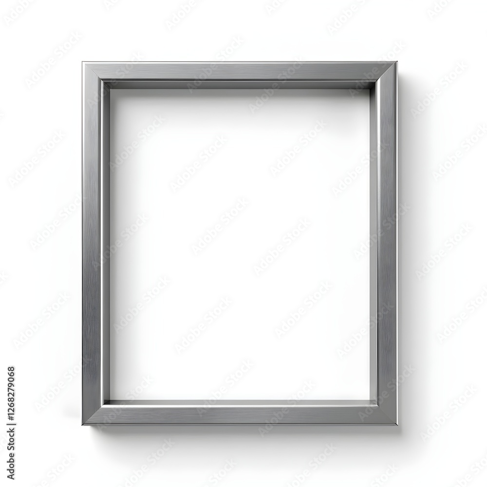 silver metallic frame with copy-space, isolated on white, background silver metallic frame with copy-space, isolated on white, background
