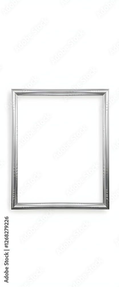 silver metallic frame with copy-space, isolated on white, background silver metallic frame with copy-space, isolated on white, background