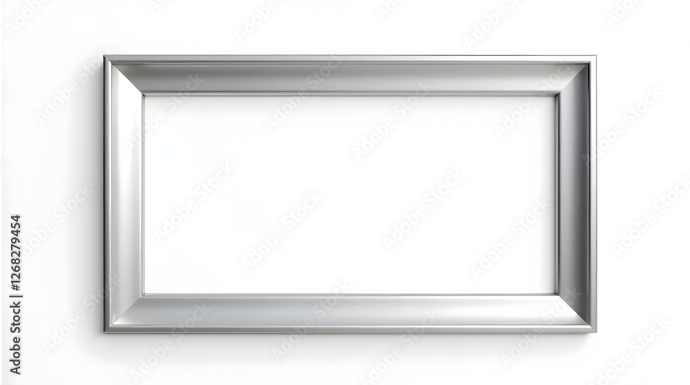 silver metallic frame with copy-space, isolated on white, background silver metallic frame with copy-space, isolated on white, background