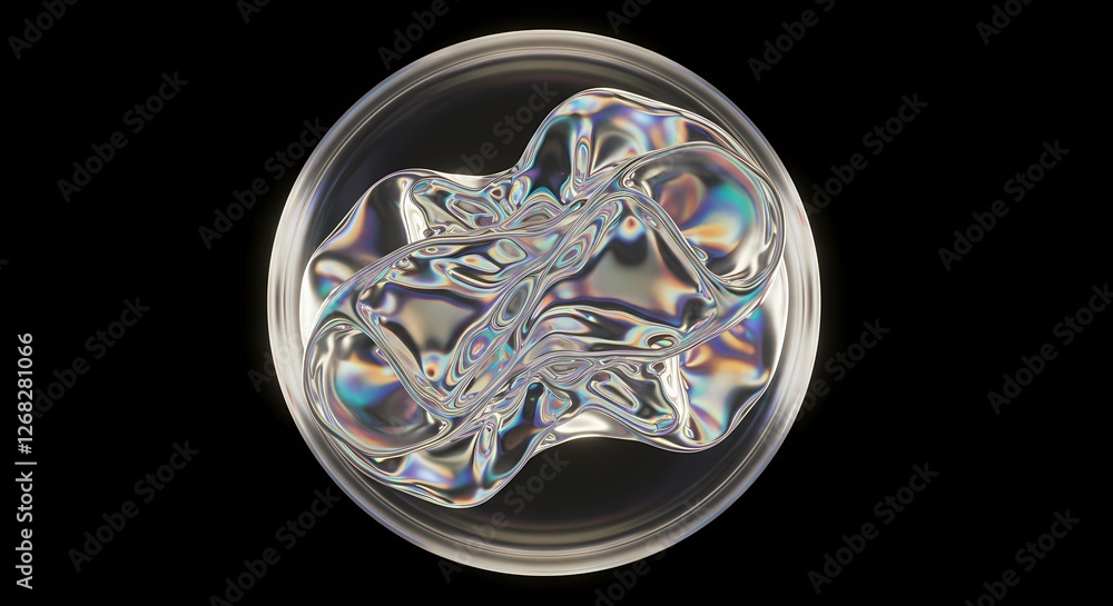 Fototapeta premium Futuristic 3D Glass Holographic Liquid Effect - Shimmering, Transparent, and Dynamic Digital Art for Tech and Sci-Fi Designs