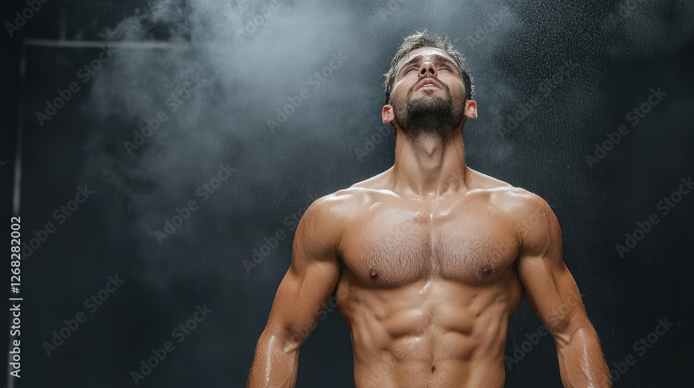 Obraz premium powerful moment of person finishing intense workout, showcasing strength and determination