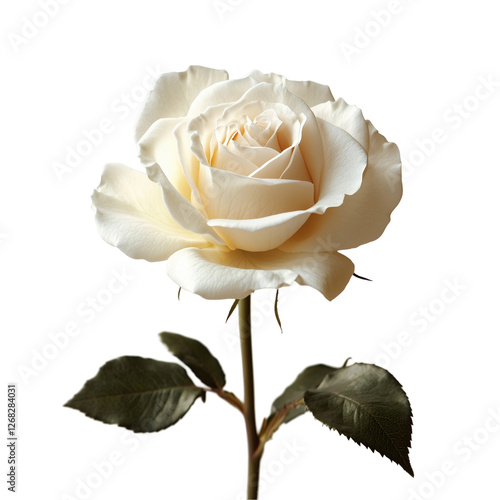 Elegant Creamy White Rose Dark Background art soft bloom isolated on transparent background