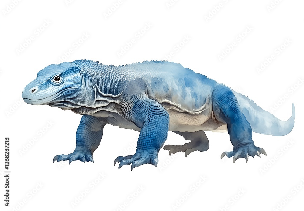 Obraz premium Majestic Komodo Dragon: A Watercolor Masterpiece. Serene, powerful, and captivating.