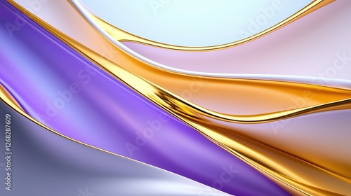 Abstract Gold Purple White Wave Design