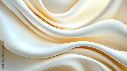 Abstract Cream And Gold Swirling Fabric Design