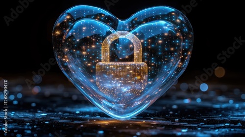 Wallpaper Mural Digital Heart Security:  A Secure Love, Protected Data,  Cybersecurity Concept,  Innovation in Protection, Heart Shaped Lock Torontodigital.ca