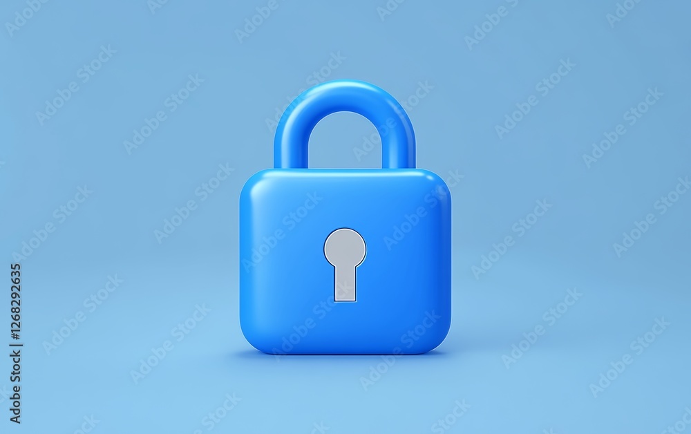 Blue Lock Icon on Soft Background for Security Concepts Blue Lock Icon on Soft Background for Security Concepts