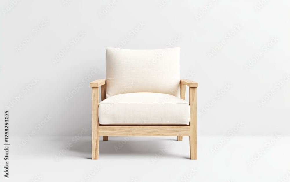 Modern Minimalist Armchair with Light Wood Frame Modern Minimalist Armchair with Light Wood Frame