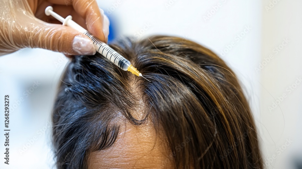 Fototapeta premium Hair Loss Treatment Mesotherapy Microneedling Plasma Injection