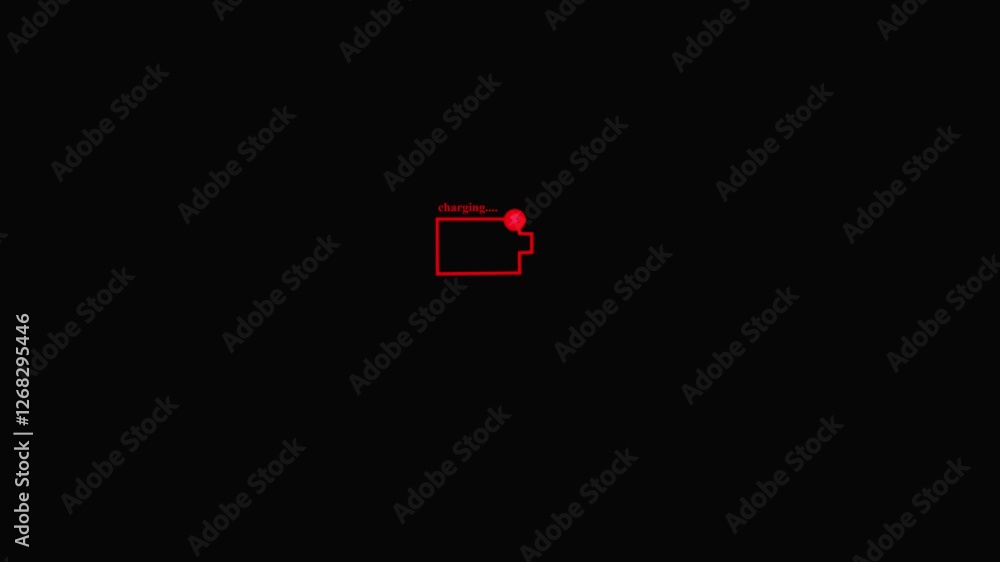 battery charging equipment electricity icon animation. battery fast charging. Black background with red battery charging. battery charging equipment electricity icon animation. battery fast charging. Black background with red battery charging.