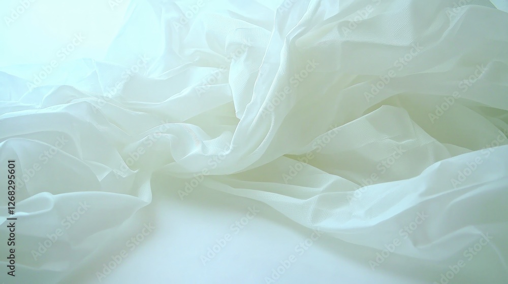 Fototapeta premium Soft White Cotton Fabric Drape Elegant Textile Texture Background