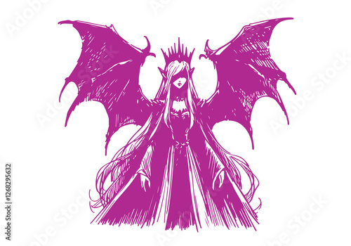 Lilith Demon Queen hand drawn sketch vector