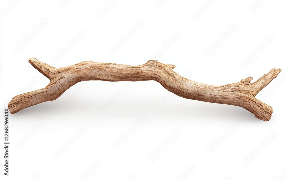 Obraz premium Natural Wood Branch Isolated on White Background