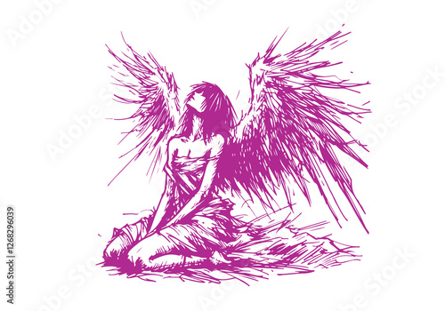 Lilith Demon Queen hand drawn sketch vector