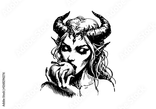 Lilith Demon Queen hand drawn sketch vector