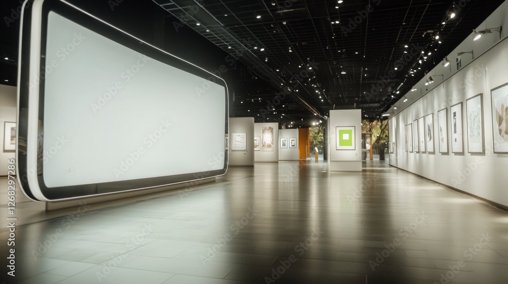 Modern Art Gallery Interior Blank Digital Display Minimalist Design Exhibition Space Modern Art Gallery Interior Blank Digital Display Minimalist Design Exhibition Space
