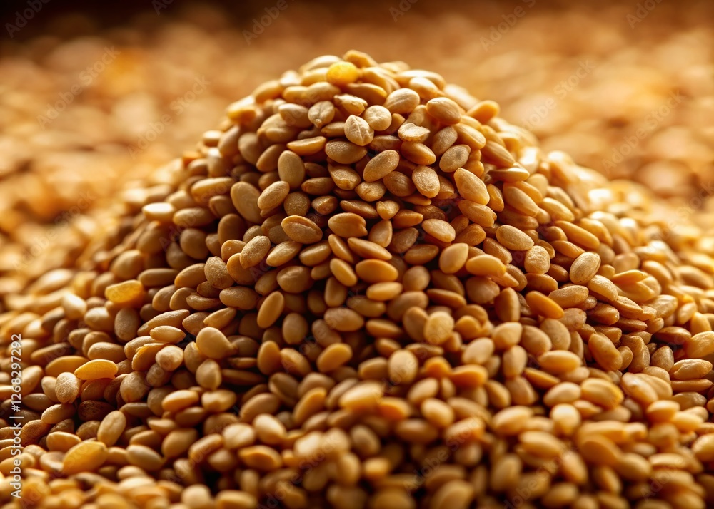 Obraz premium Surreal Close-up of Organic Sesame Seeds: Culinary & Health Food Ingredient