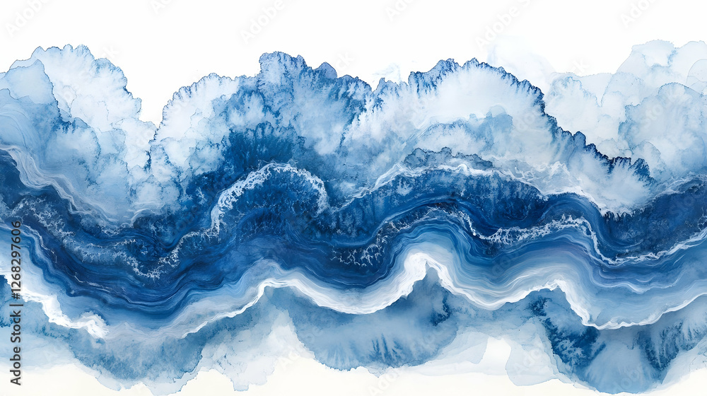 Abstract blue ocean wave art, textured background, home decor Abstract blue ocean wave art, textured background, home decor