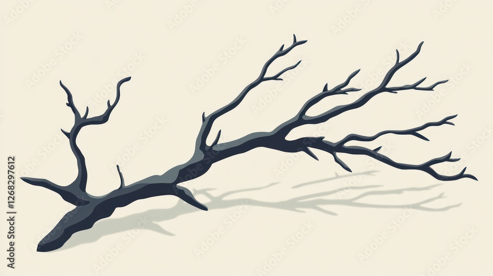 Obraz premium Fallen branch, desert landscape, minimalist art, design element