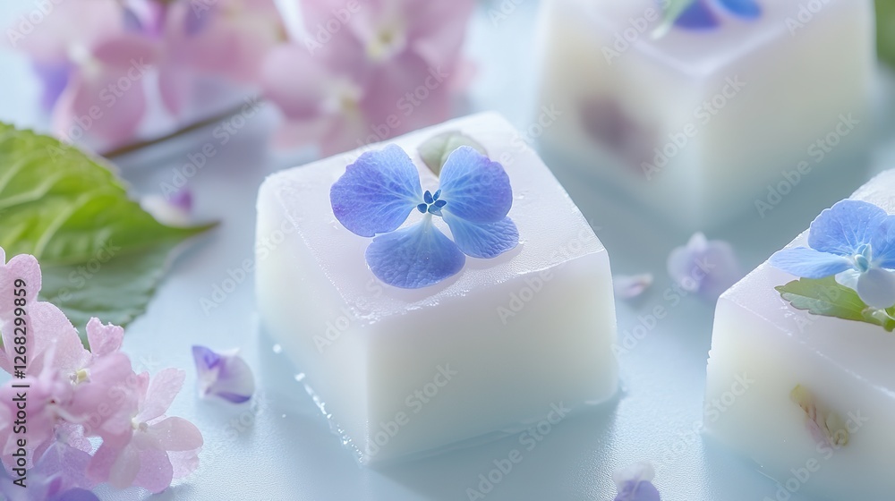 Early Summer Japanese Sweets with Hydrangea Motif, Celebrating the Seasonal Beauty Early Summer Japanese Sweets with Hydrangea Motif, Celebrating the Seasonal Beauty