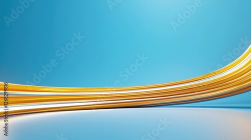 Abstract Gold Wave on Blue Background