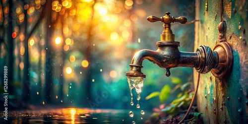 Surreal Retro Water Tap with Slowly Dripping Water - Ethereal Photography