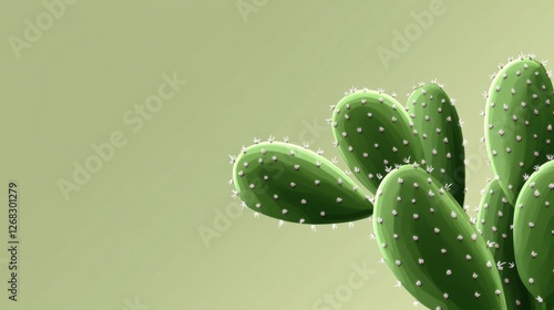 Green cactus plant with spines and bright appearance on a soft pastel background for nature and decor themes photo