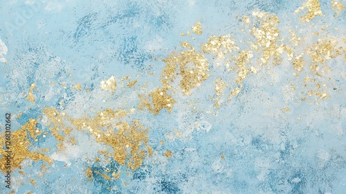  Light Blue and Gold Glitter Background Texture, Exuding Elegance and Modern Aesthetics