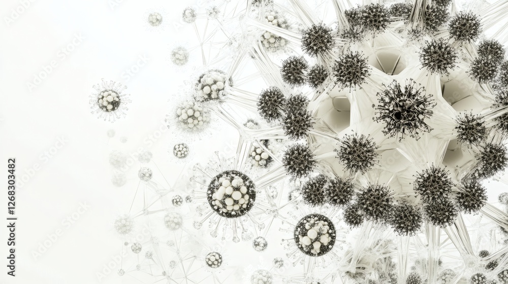 Abstract Representation of Microbial Forms on a White Background Abstract Representation of Microbial Forms on a White Background