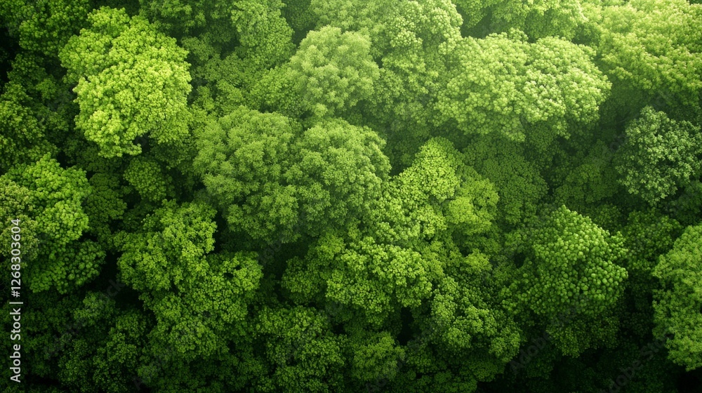 Naklejka premium Lush Green Forest Canopy Aerial View Nature Texture High Resolution Spring Foliage E