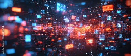 Wallpaper Mural Global network connections with multimedia content like photos, videos, and data floating, representing the interconnectedness of digital media and online platforms Torontodigital.ca