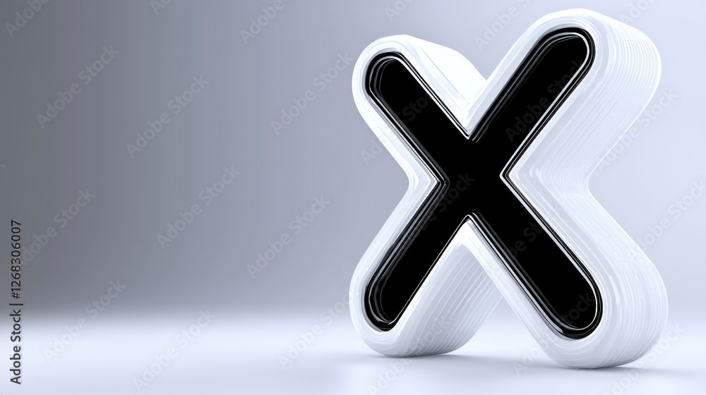 Obraz premium 3D Rendered Black X Icon Abstract Minimalist Graphic Design Element