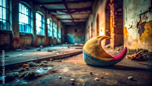 Urban Exploration: Cute Crescent Moon Sleeping Cap, Abandoned Building Night Photography