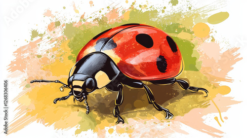 Ladybug on Watercolor Background photo